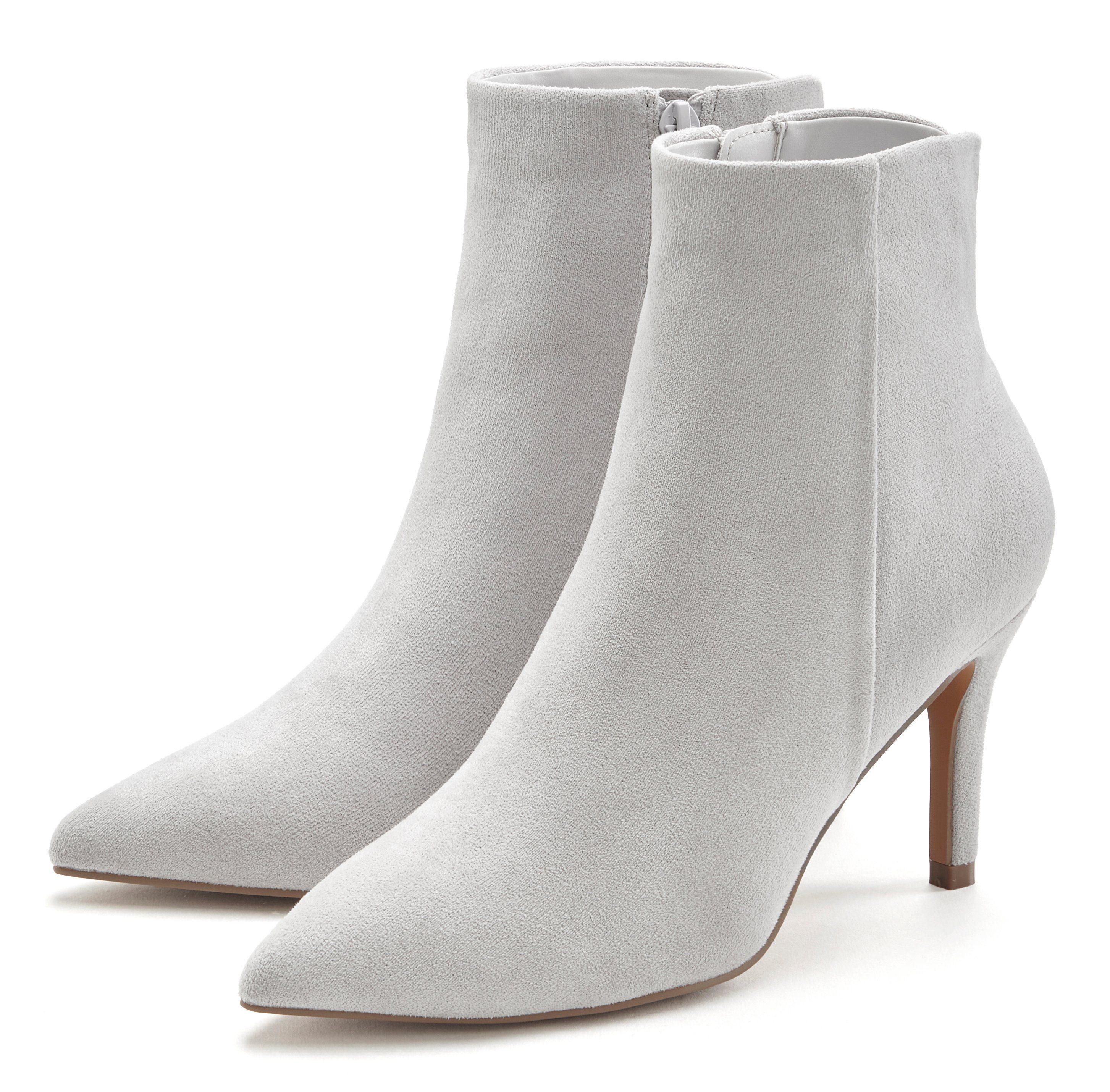 LASCANA High-Heel-Stiefelette in spitzer Form & (grau)