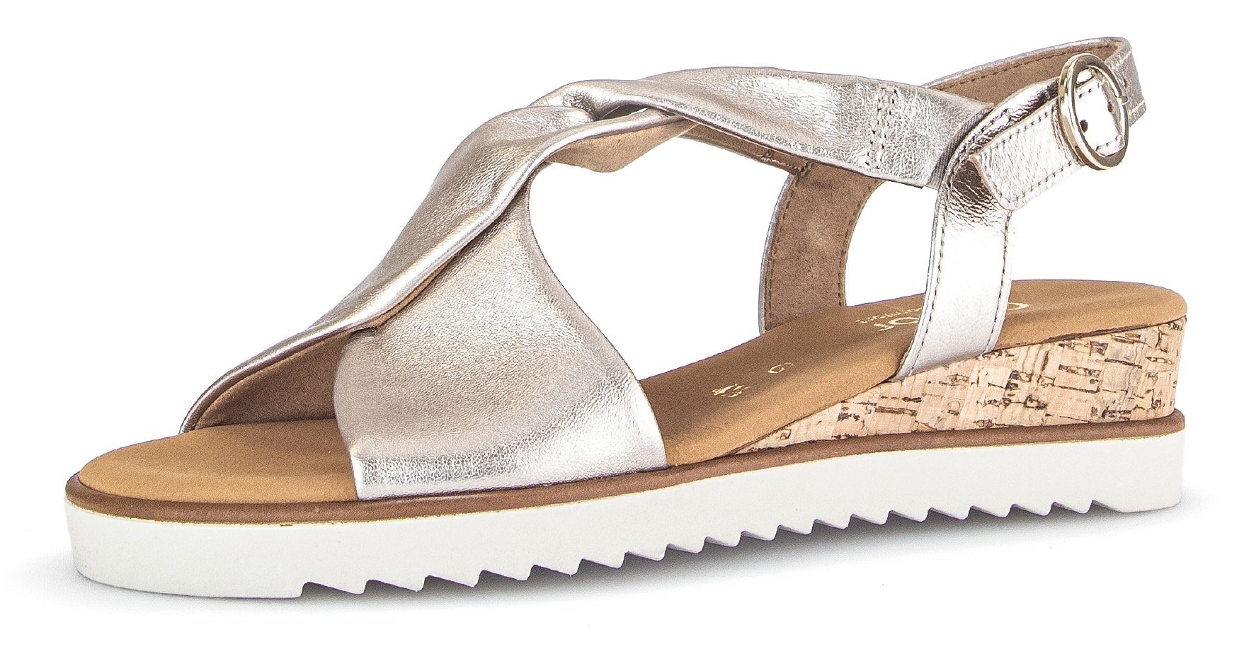 Gabor GENUA Sandalette, Keilabsatz, Sommerschuh, Riemchensandale (goldfarben)