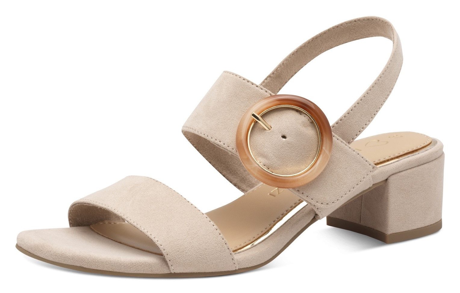 MARCO TOZZI Sandalette, Blockabsatz, Riemchensandale, Festtagsschuh (beige)
