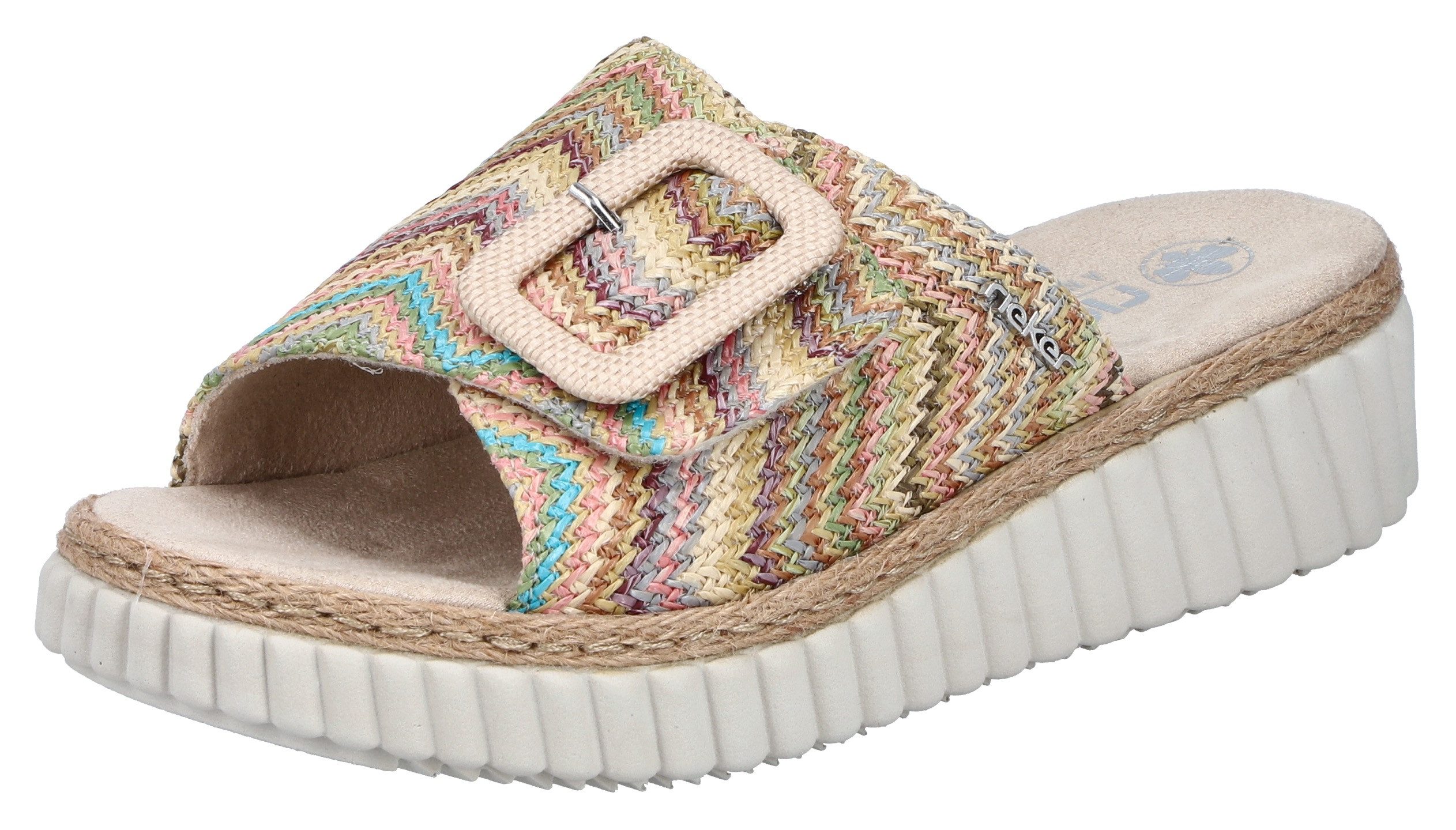 Rieker Keilpantolette Sommerschuh, Strandschuh, Hausschuh mit (beige)