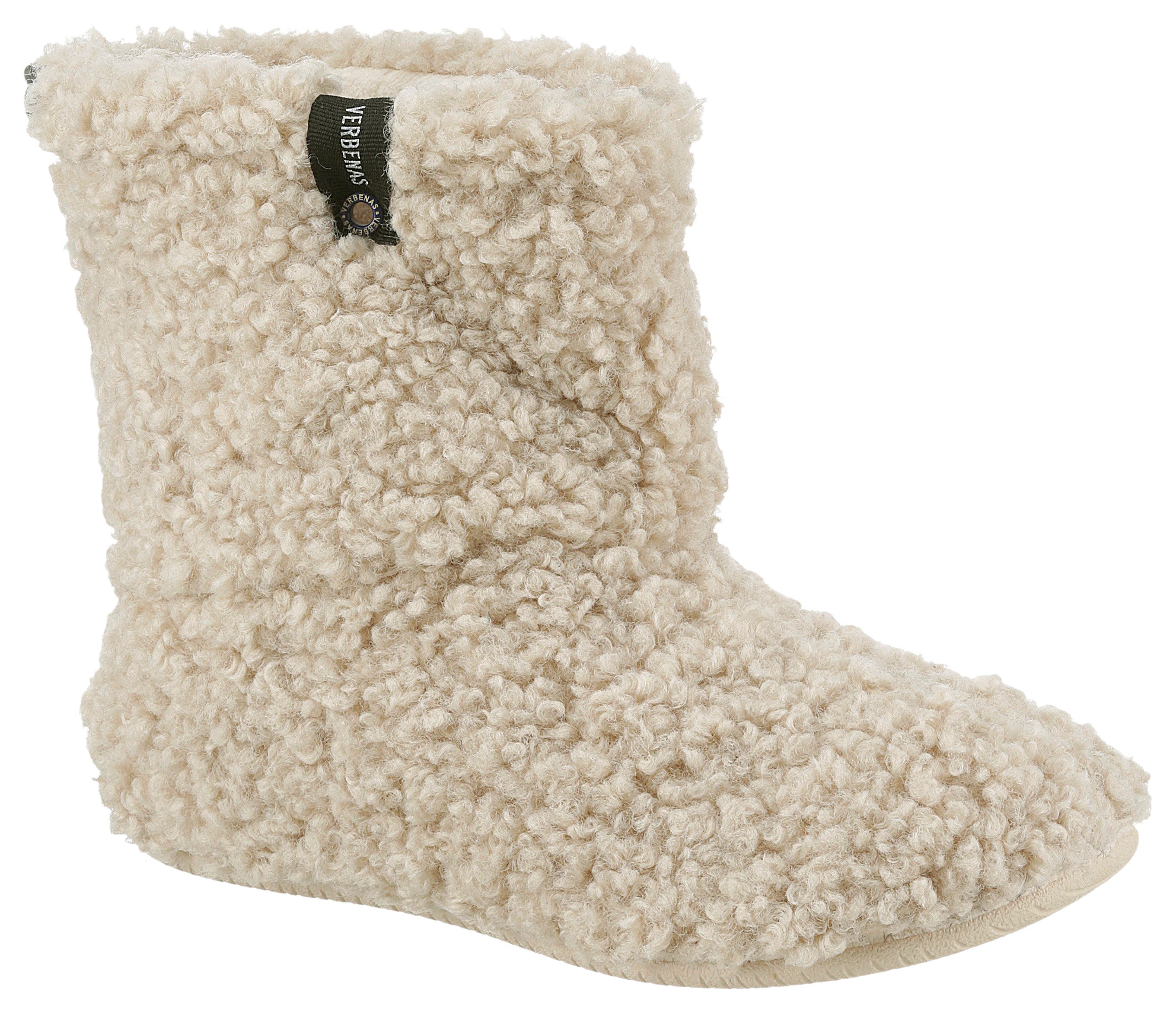 VERBENAS Yaiza Curly Hüttenschuhe, Homeslipper, Schlupfboots, (beige)