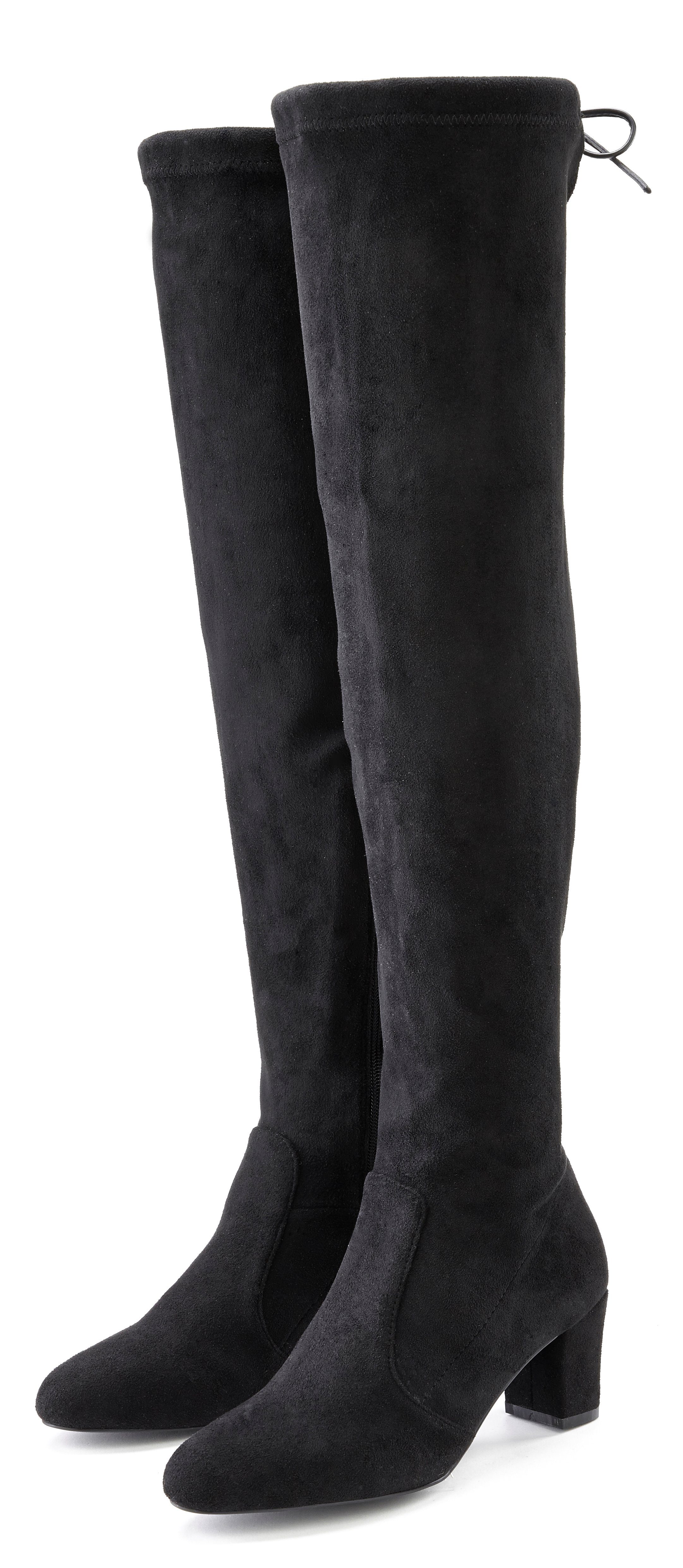 LASCANA Overkneestiefel Slouchy Boots,Langschaft Stiefel,Schlupf-Boot, weiches (schwarz)