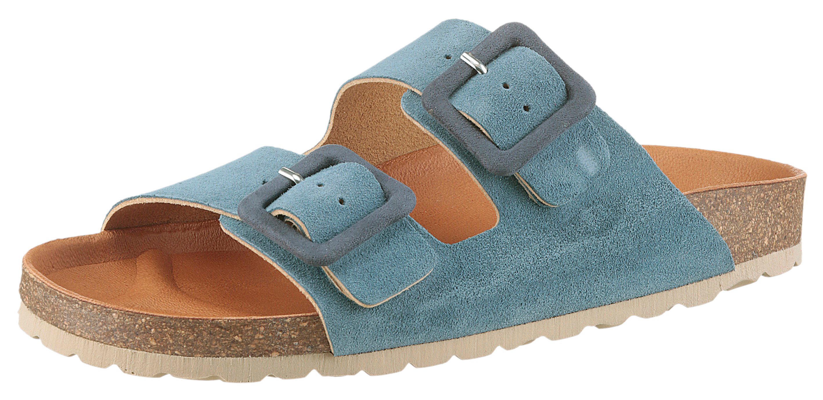 VERBENAS Randell Velour Pantolette, Sommerschuh, Schlappen, (blau)