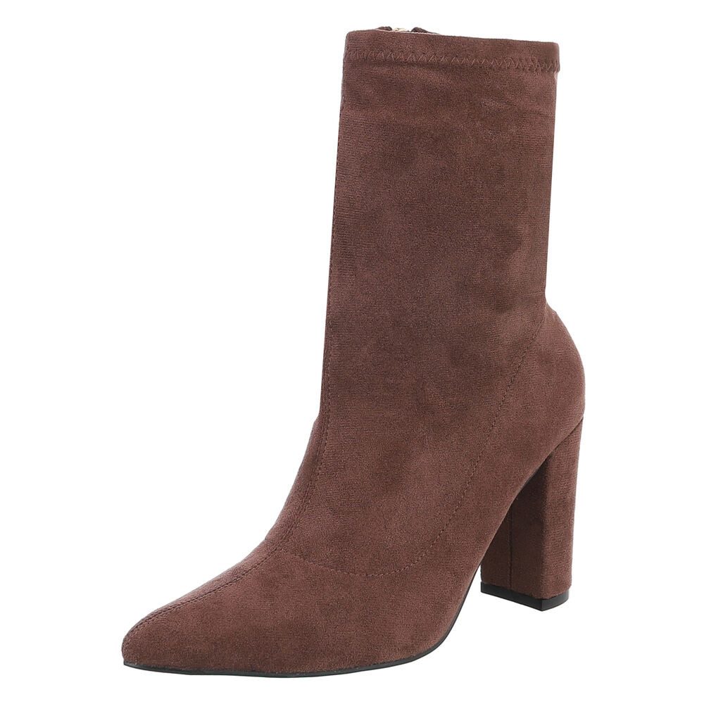 Ital-Design Eleganter Blockabsatz-Stiefel für Damen – (braun)