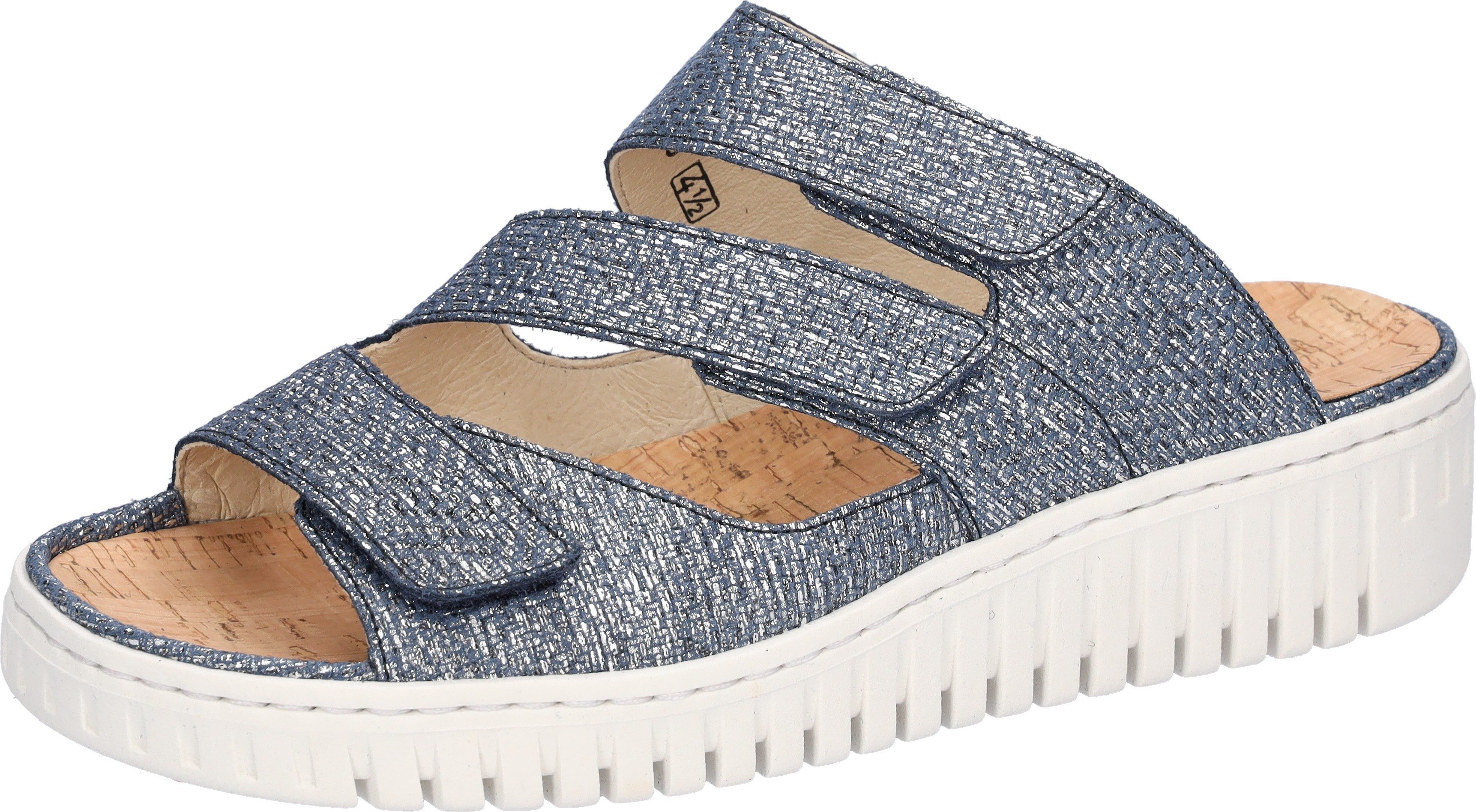 Waldläufer H-WILLOW Pantolette Sommerschuh, Hausschuh, Klettschuh (blau)