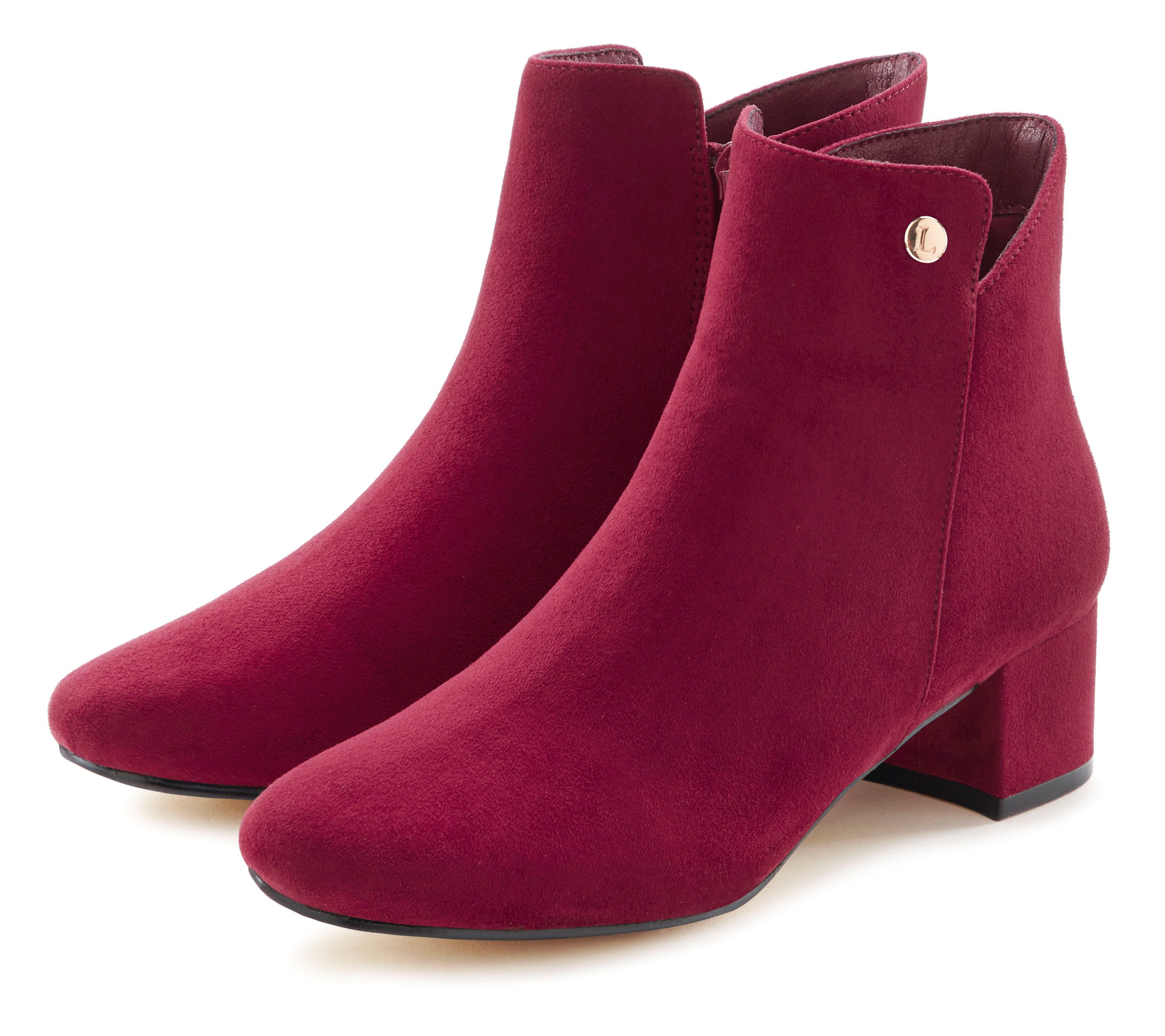 LASCANA Stiefelette mit bequemen Blockabsatz, Ankle (rot)