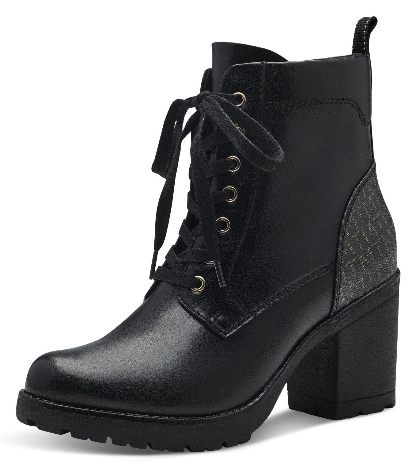 MARCO TOZZI Schnürstiefelette, Blockabsatz, Stiefelette, Schnürboots (schwarz)