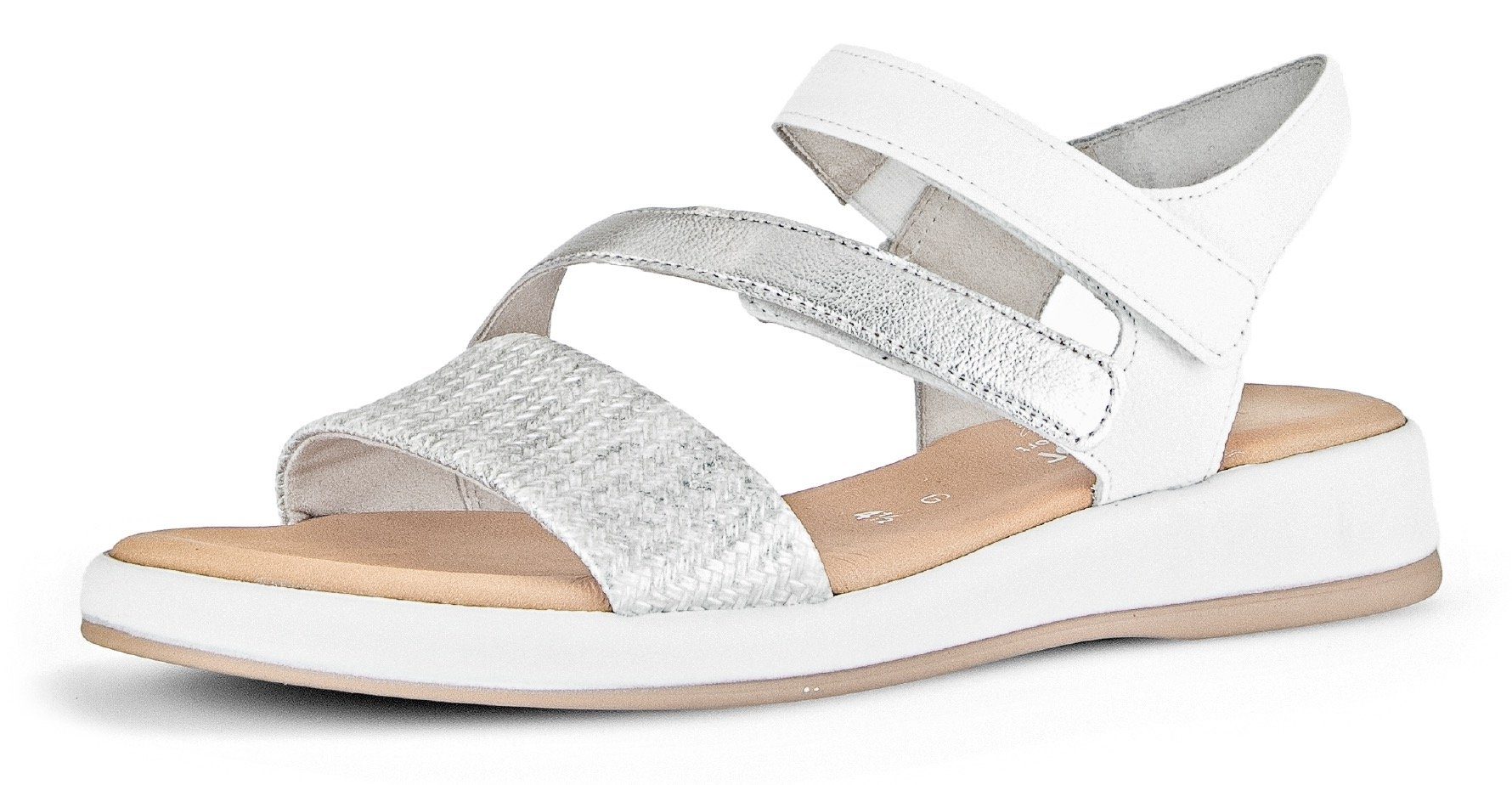 Gabor RHODOS Sandalette, Sommerschuh, Sandale, Keilabsatz, (silberfarben)