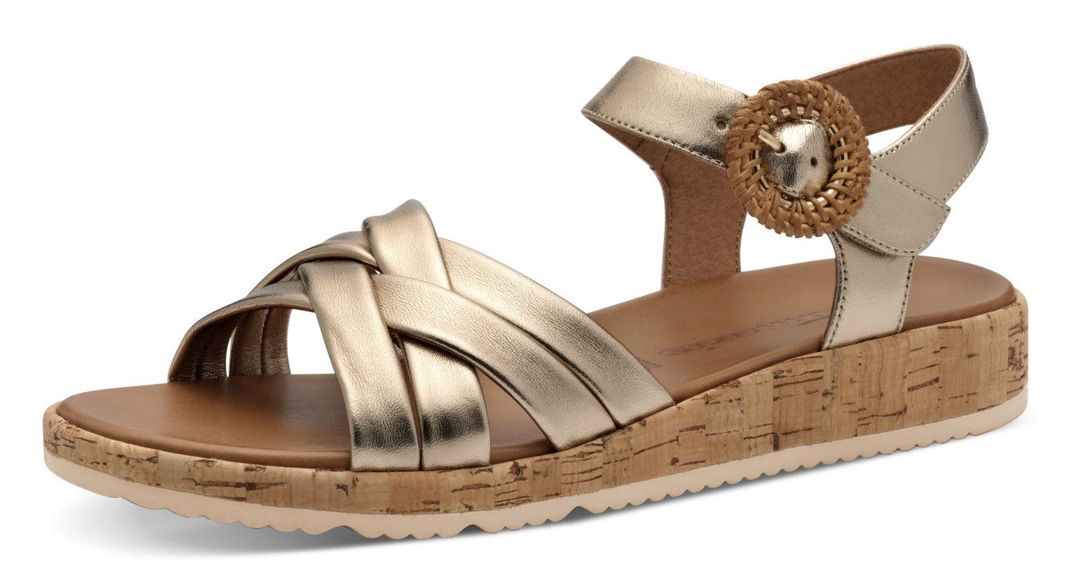 Tamaris Sandalette, Plateau, Sommerschuh, Riemchensandale mit (goldfarben)