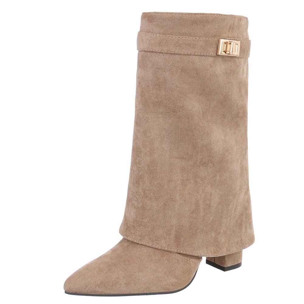 Ital-Design Modische Stiefeletten mit hohem Schaft (braun)