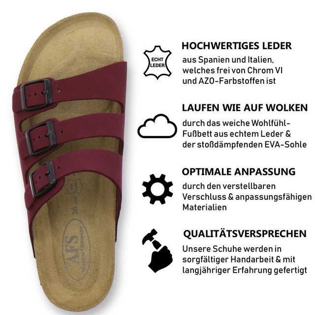 AFS-Schuhe 2133 Pantolette für Damen aus Leder mit Fußbett, Made in Germany (beere)