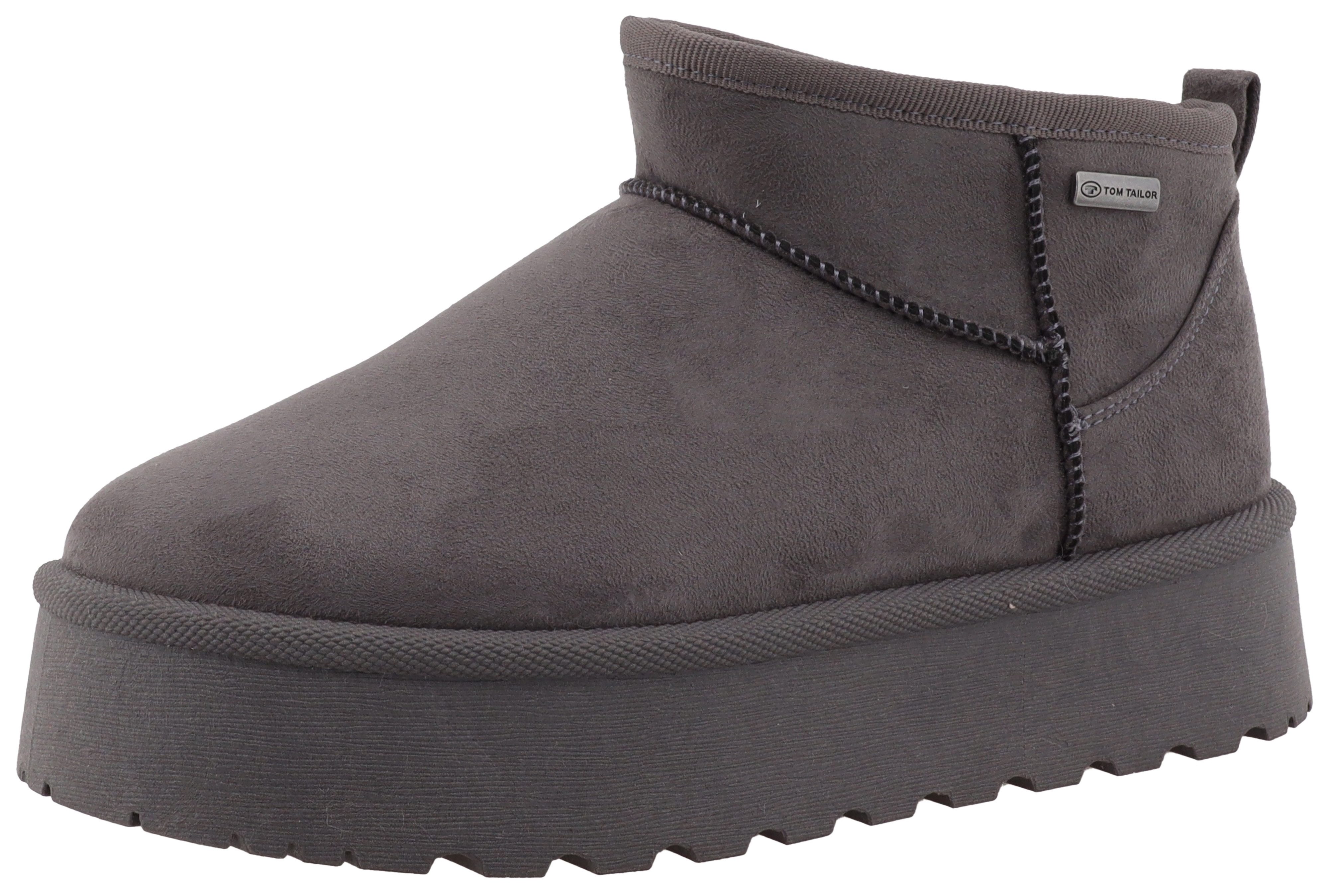 TOM TAILOR Winterboots, Plateau, Schlupfboots, Hausschuh (grau)