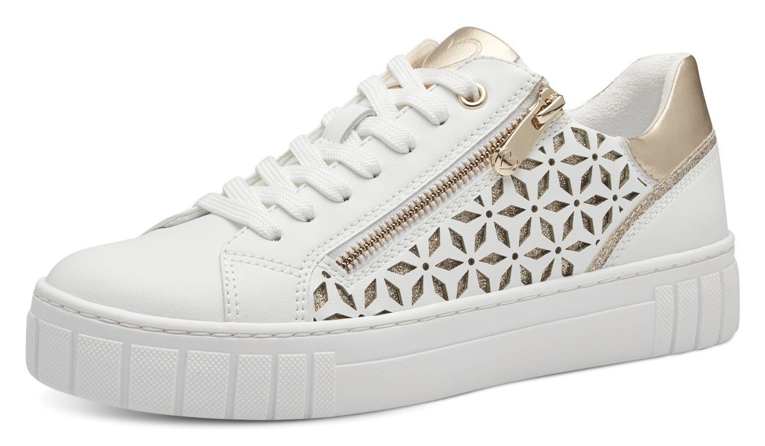 MARCO TOZZI Plateausneaker, Freizeitschuh, Halbschuh, Schnürschuh (goldfarben)