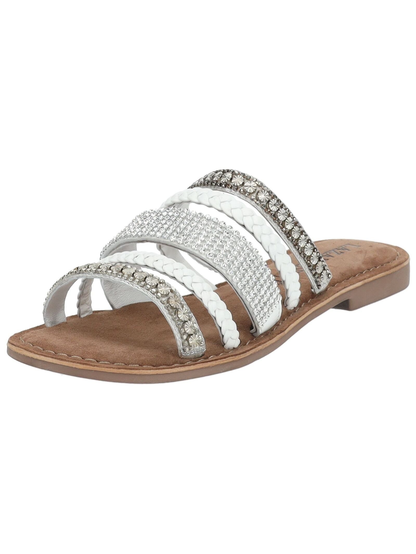 Lazamani Lazamani Pantoletten Leder/Textil Pantolette (weiß)