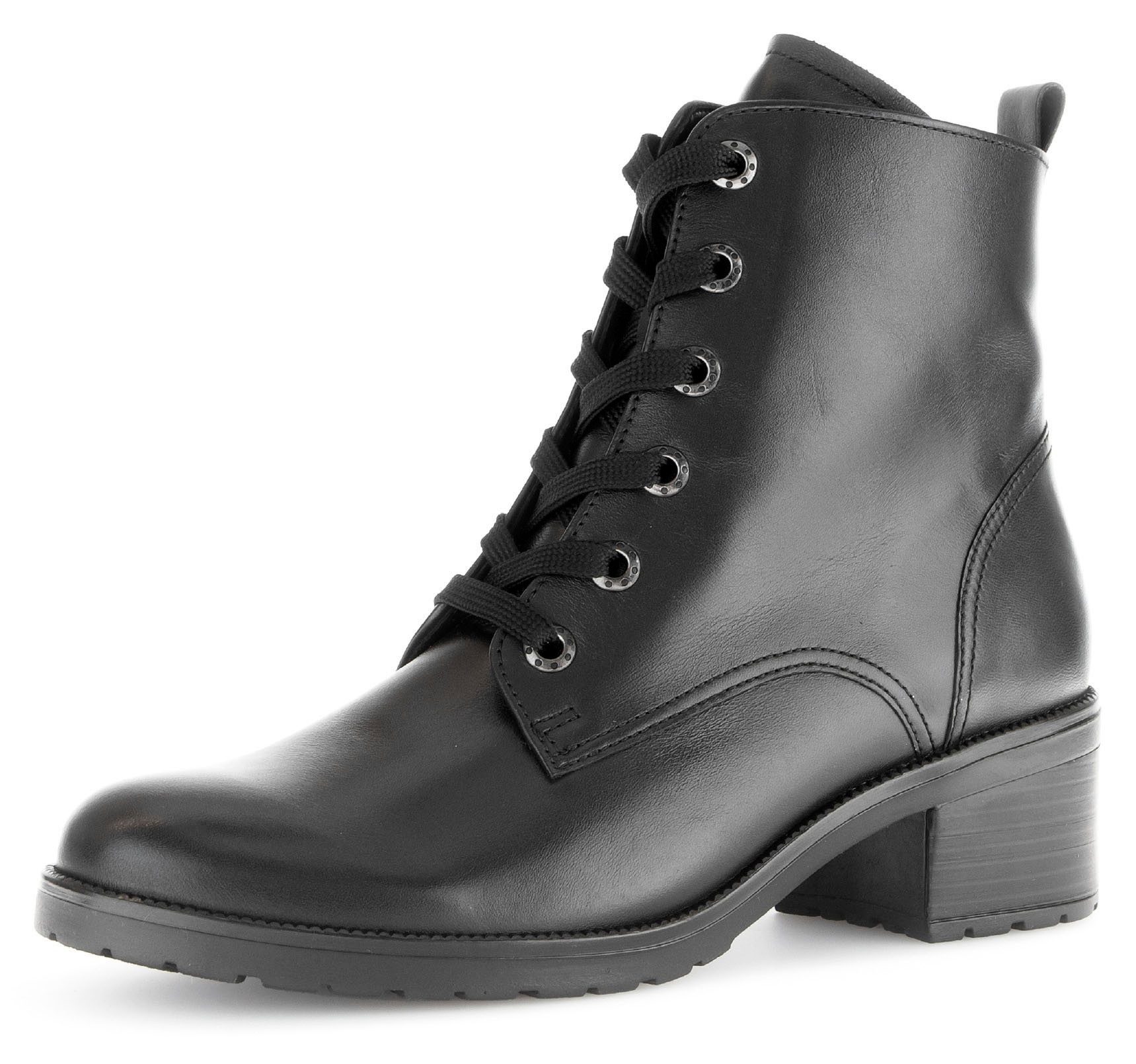 Gabor Tunis Schnürstiefelette, Blockabsatz, Schnürboots, Komfortschuh (schwarz)
