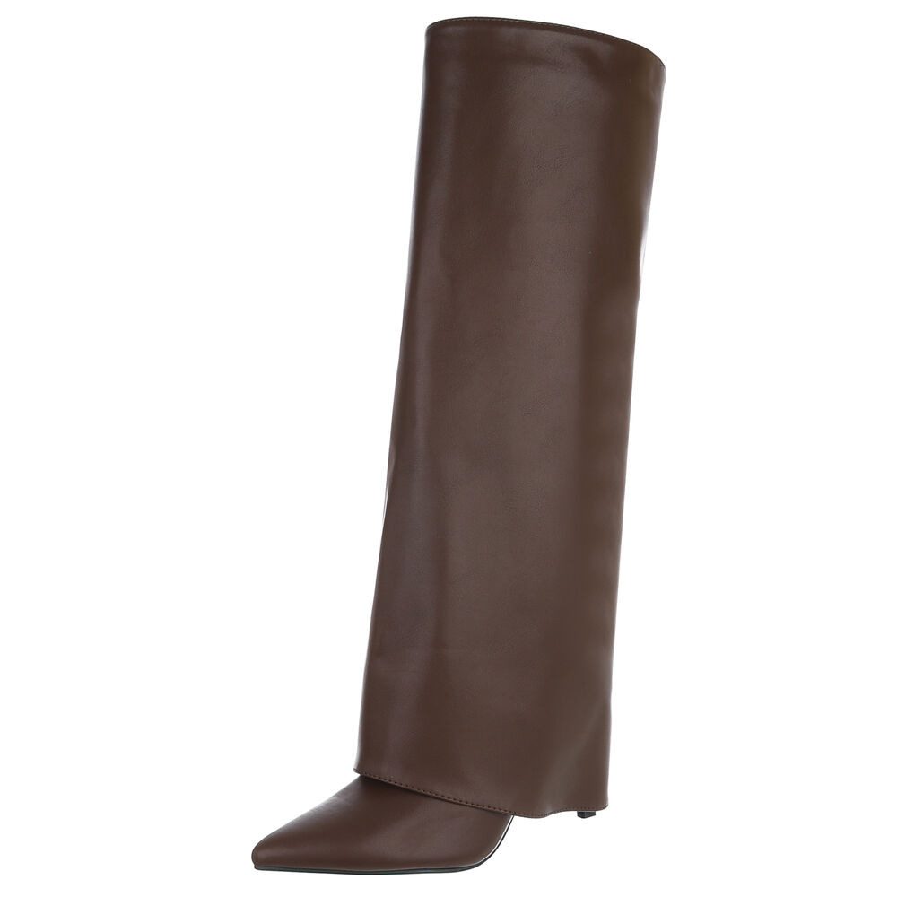 Ital-Design Moderne Damen-Stiefel mit spitzem Zehenbereich (braun)
