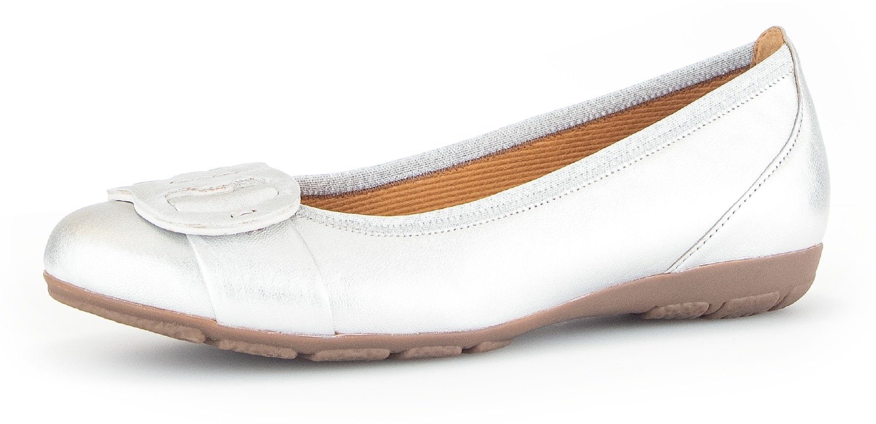 Gabor Ballerina, flache Schuhe, Slipper mit (silberfarben)