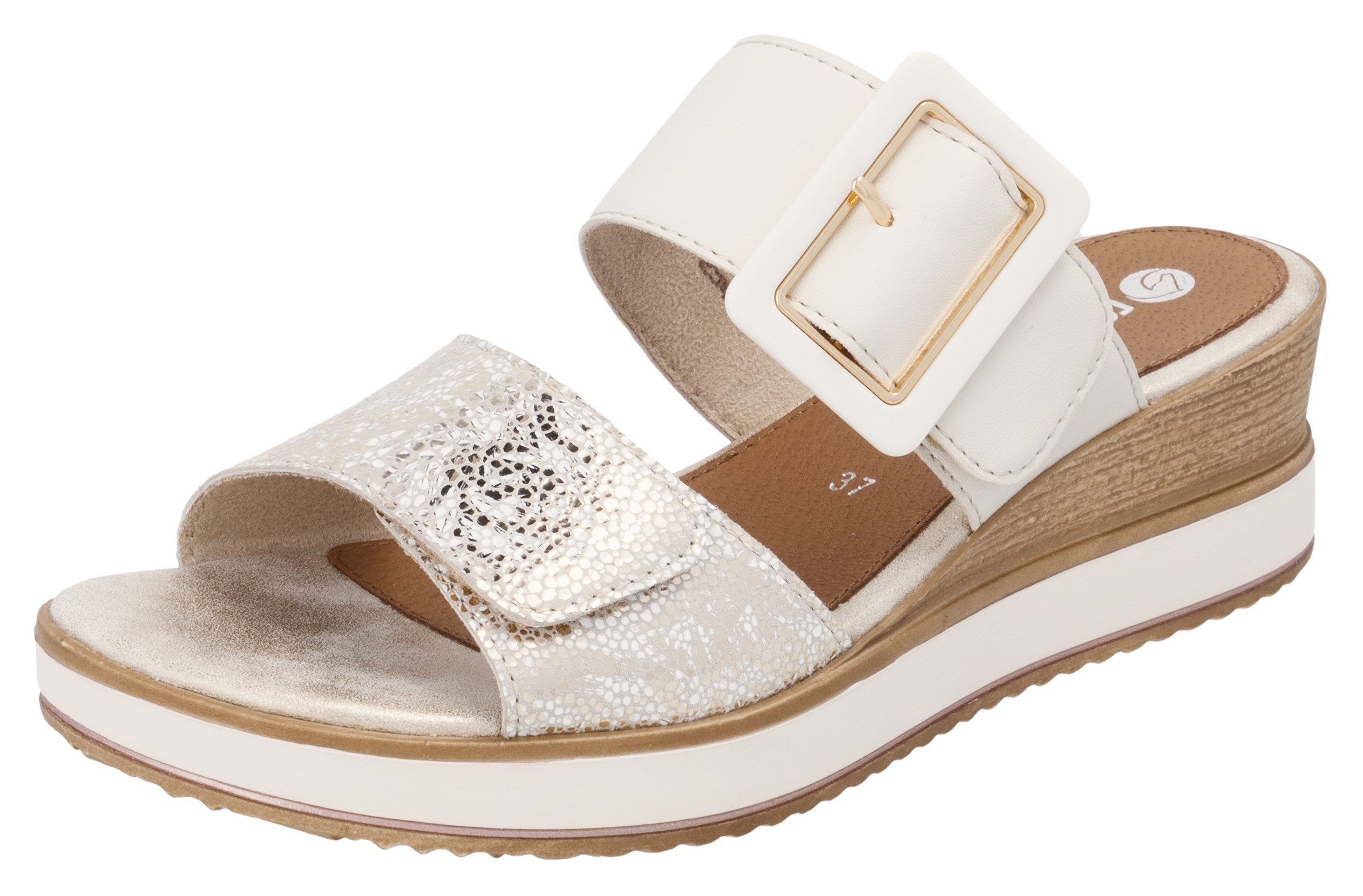 Remonte Pantoffel, Keilabsatz, Sommerschuh, Bequemschuh mit (goldfarben)
