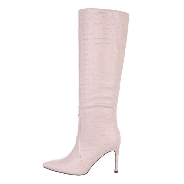 Ital-Design Damen Elegant High-Heel-Stiefel Pfennig-/Stilettoabsatz High-Heel Stiefel in Altrosa (Altrosa)