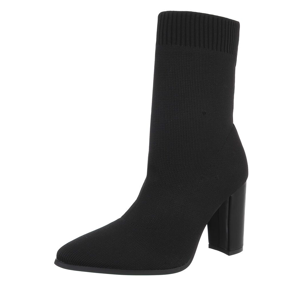 Ital-Design Elegante Strumpfstiefel mit Blockabsatz für (schwarz)