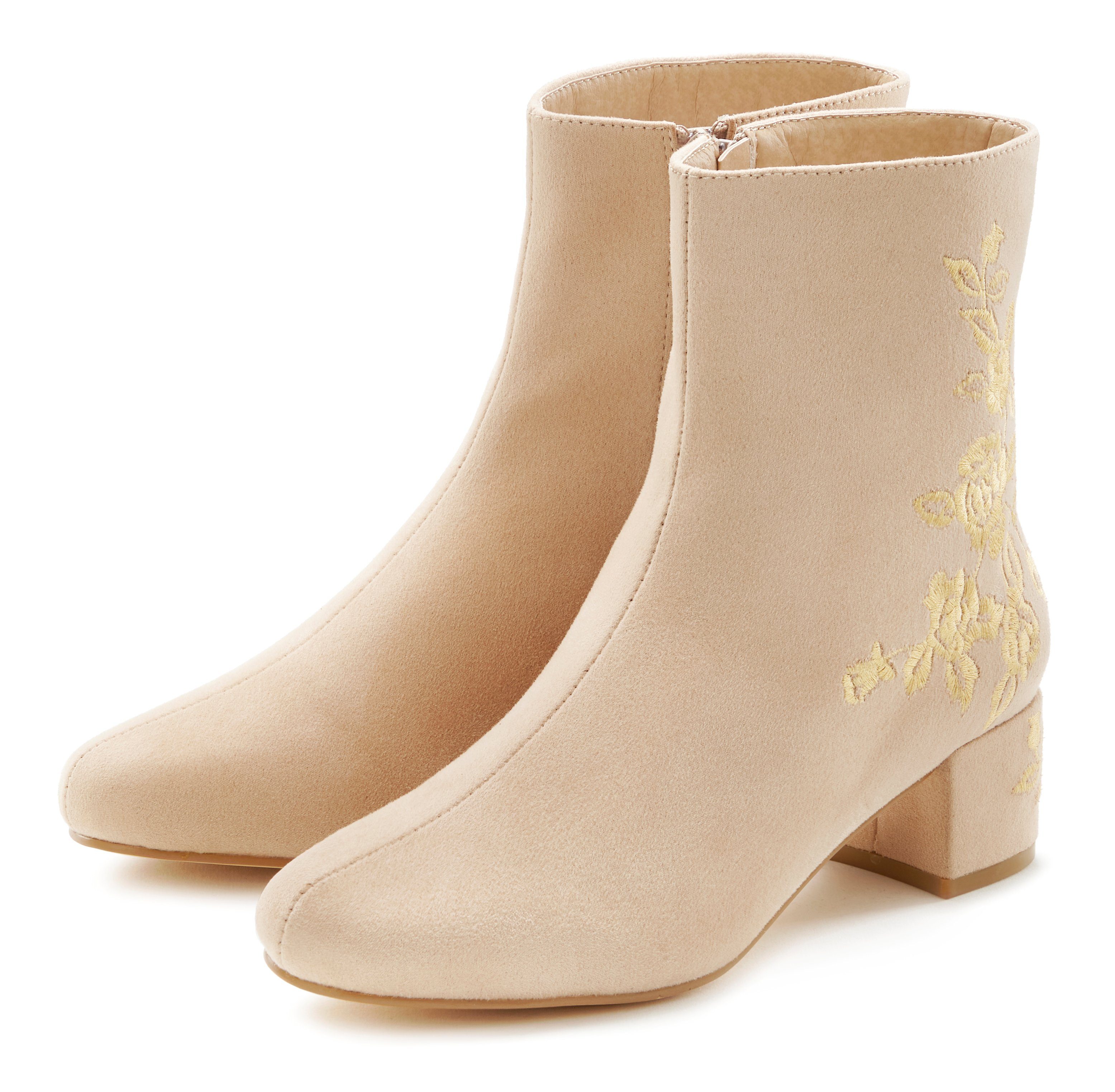 LASCANA Stiefelette mit floralem Muster, Stiefel, (beige)
