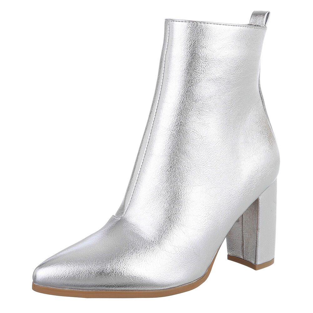 Ital-Design Elegante Stiefeletten mit Blockabsatz für (silberfarben)