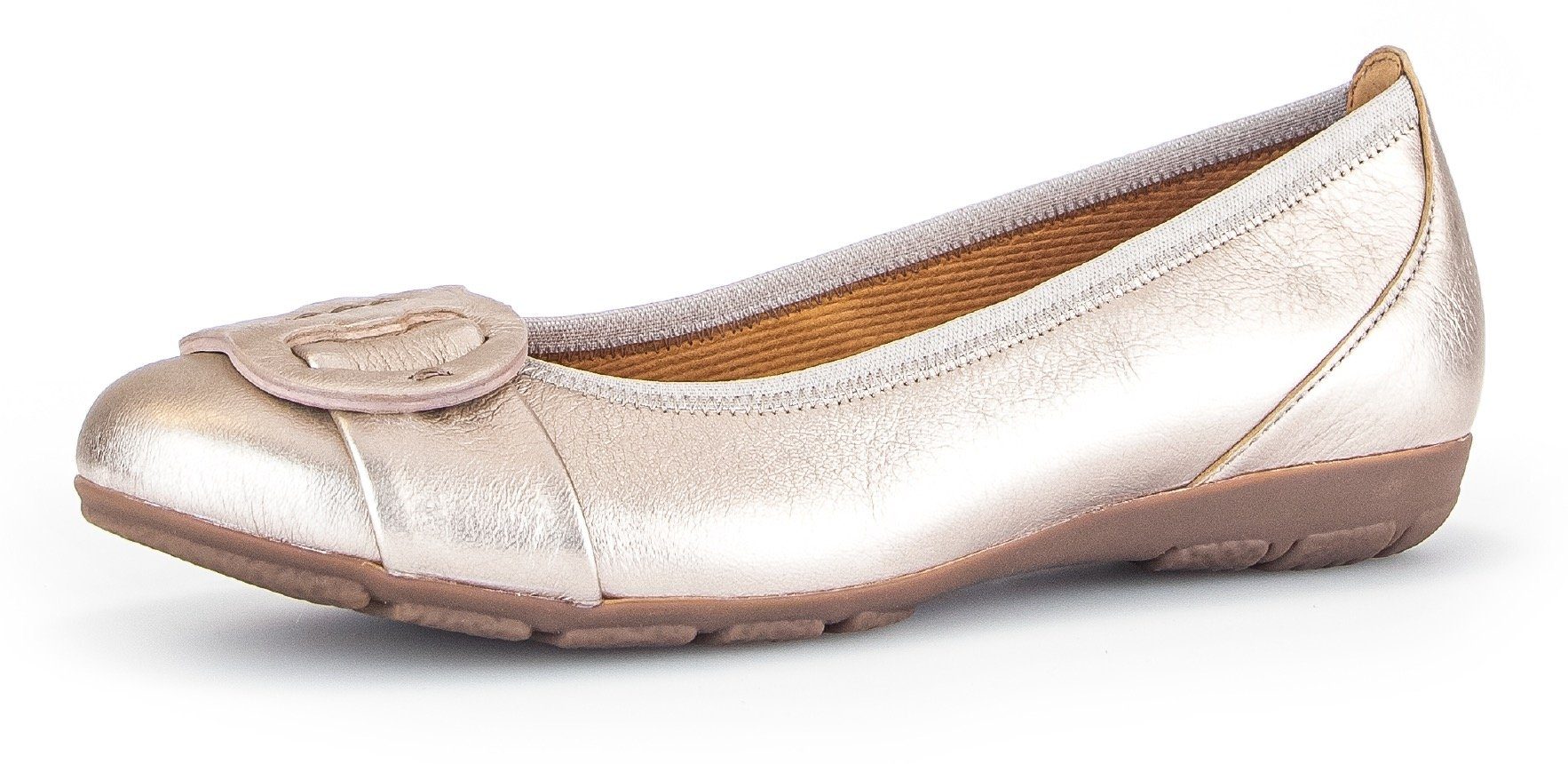 Gabor Ballerina, flache Schuhe, Slipper mit (goldfarben)