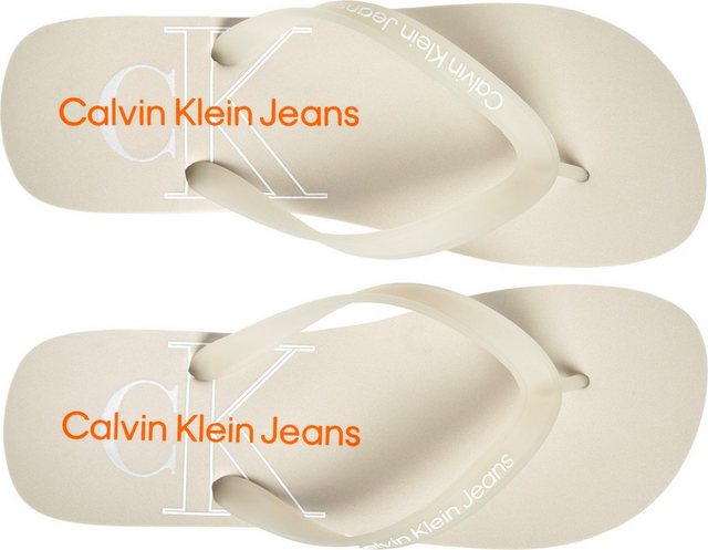Calvin Klein Jeans Zehentrenner mit Print auf der Sohle (beige)