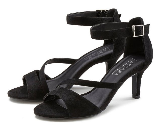 LASCANA Sandalette mit raffiniertem Riemchen und bequemer Absatzhöhe (schwarz)