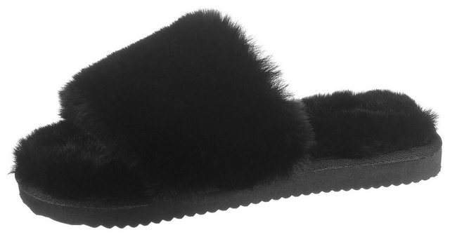 Flip Flop »SLIDE*FUR« Pantoffel mit breiter Bandage (schwarz)