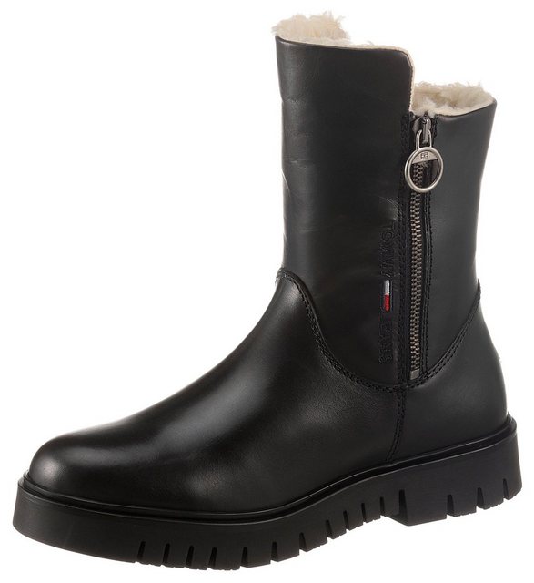 Tommy Jeans »VISIBLE WARMLINED FLAT BOOT« Winterboots mit Logostickerei (schwarz)