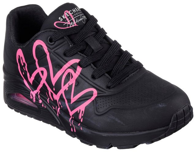 Skechers UNO DRIPPING IN LOVE Sneaker mit Herzen-Graffity-Print (schwarz-kombiniert)