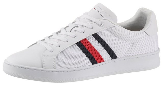 Tommy Hilfiger »CUPSOLE COURT STRIPES KNIT MIX« Sneaker mit seitlichen Logo-Streifen (weiß)