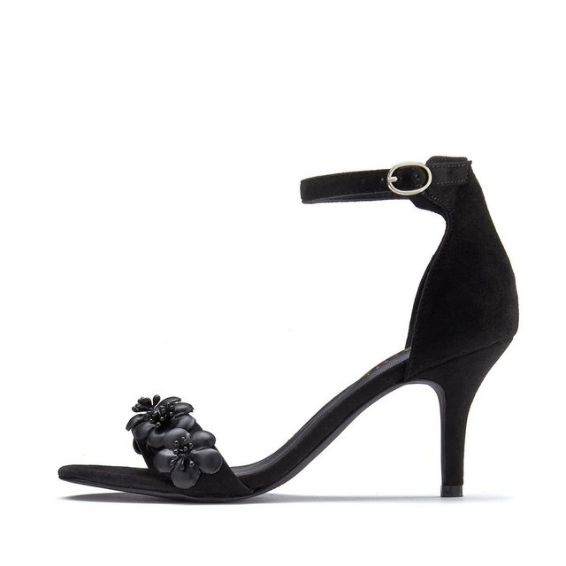LASCANA High-Heel-Sandalette mit Blumenapplikation vegan (schwarz)