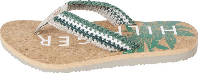 Tommy Hilfiger »TH CORK FOOTBED BEACH SANDAL« Zehentrenner mit Blumenprint auf der Decksohle (stein-grün)