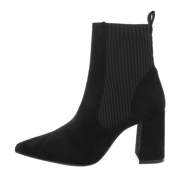 Ital-Design Damen Chelsea Elegant High-Heel-Stiefelette Blockabsatz Chelsea Boots in Schwarz (schwarz)