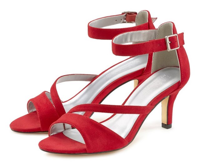 LASCANA Sandalette mit raffiniertem Riemchen und bequemer Absatzhöhe (rot)