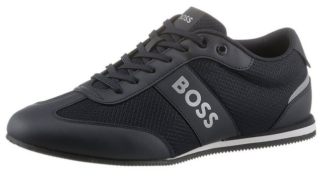 BOSS »Rusham-Lowp_mxme« Sneaker mit seitlichem Logoschriftzug (dunkelblau)