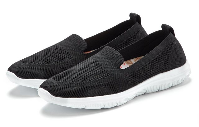 LASCANA Slipper ultraleichter Sneaker vegan mit softer herausnehmbarer Wechsel- Innensohle (schwarz)