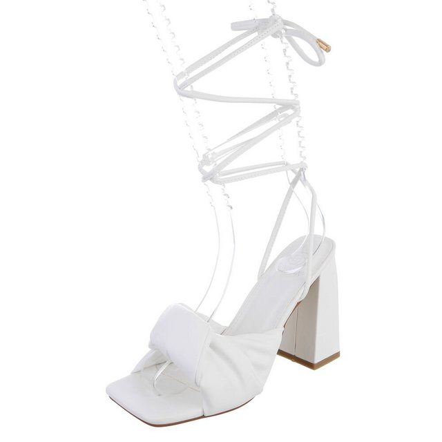 Ital-Design Damen Party & Clubwear High-Heel-Sandalette Blockabsatz Sandalen & Sandaletten in Weiß (weiß)