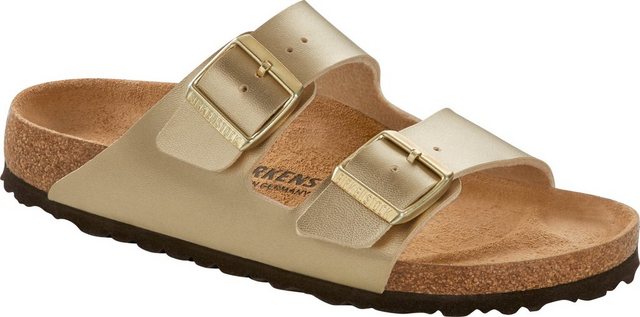 Birkenstock »Damen Sandale Arizona Metallic - Birko-Flor,« Pantolette (goldfarben)