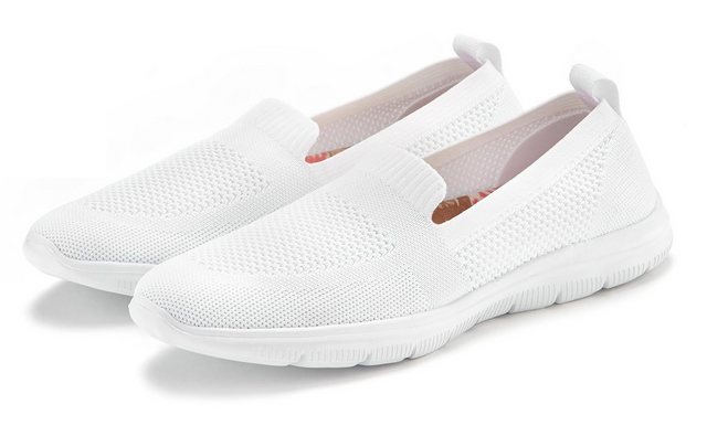 LASCANA Slipper ultraleichter Sneaker vegan mit softer herausnehmbarer Wechsel- Innensohle (weiß)