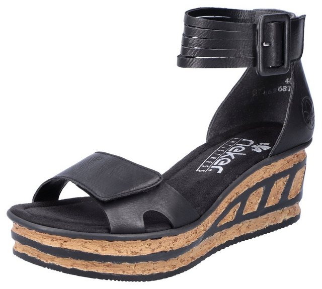 Rieker Sandalette mit trendiger Laufsohle in Kork-Optik (schwarz)