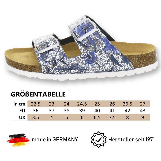 AFS-Schuhe »2100« Pantolette für Damen aus Leder mit Fussbett, Made in Germany (marine flower)