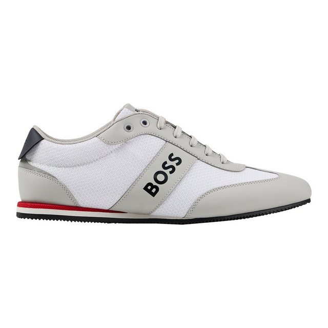 BOSS »Rusham Tenn« Sneaker mit kontrastfarbenem Logo an der Seite (126 open white)