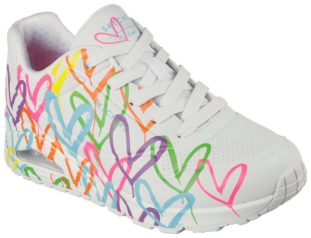 Skechers »UNO - HIGHLIGHT LOVE« Sneaker mit farbenfrohen Herzchen-Print (weiß)