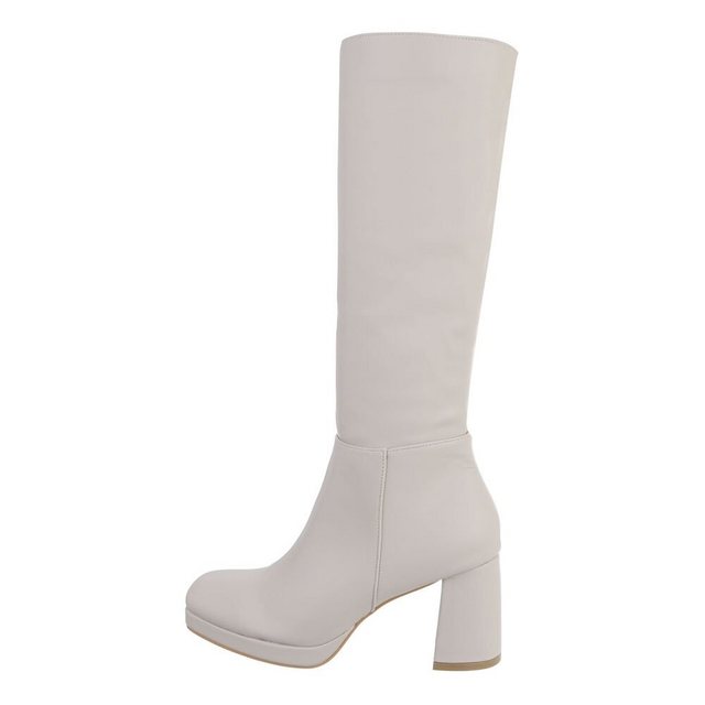 Ital-Design Damen Freizeit High-Heel-Stiefel Blockabsatz High-Heel Stiefel in Beige (beige|braun)