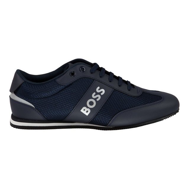 BOSS »Rusham Tenn« Sneaker mit kontrastfarbenem Logo an der Seite (blau)