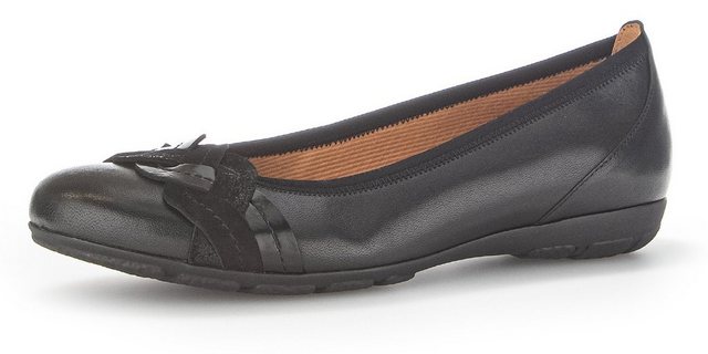 Gabor Ballerina Flache Schuhe, Slipper mit modischem Zierriegel (schwarz)