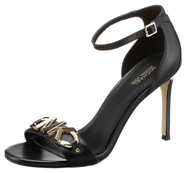 MICHAEL KORS »IZZY SANDAL« High-Heel-Sandalette mit Metall-Logo (schwarz)